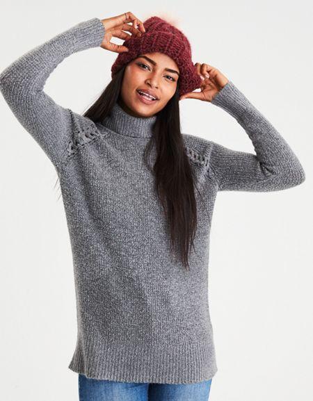 American Eagle Outfitters Ae Waffle Knit Turtleneck Tunic