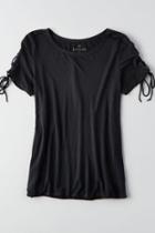 American Eagle Outfitters Ae Lace-up Sleeve T-shirt