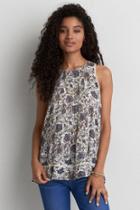 American Eagle Outfitters Ae Floral Lace-up Back Tank