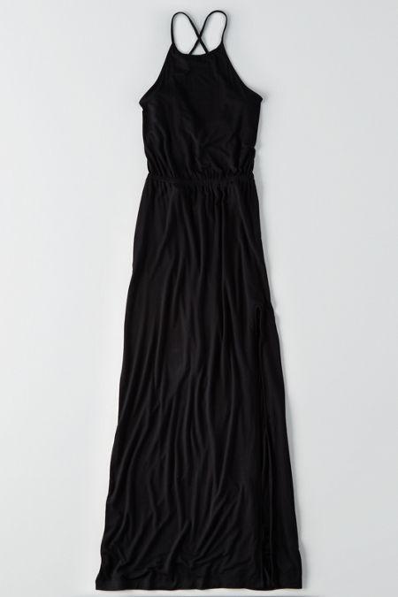 American Eagle Outfitters Ae Ruched Back Tie Maxi Dress