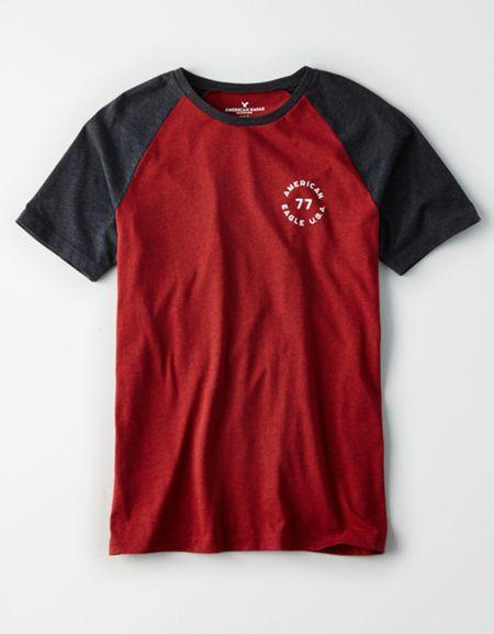 American Eagle Outfitters Ae Raglan Graphic Baseball Tee