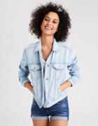American Eagle Outfitters Ae Fabric Back Classic Denim Jacket