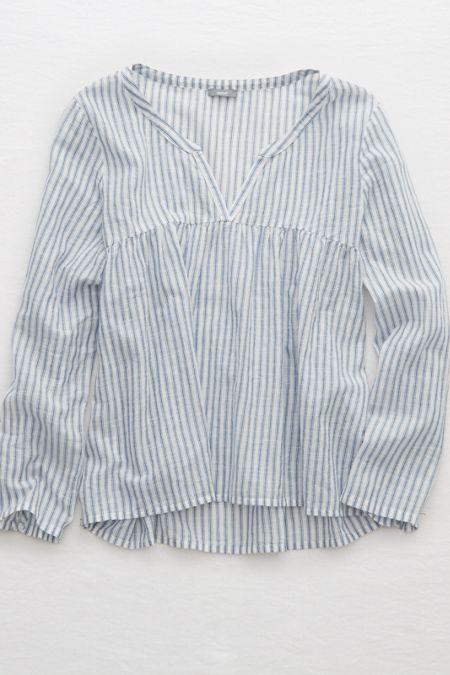 Aerie Striped Peasant Top