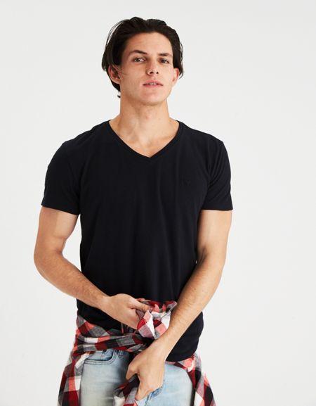 American Eagle Outfitters Ae Logo Slub V-neck T-shirt