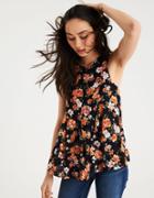 American Eagle Outfitters Ae High Neck Floral Sleeveless Top