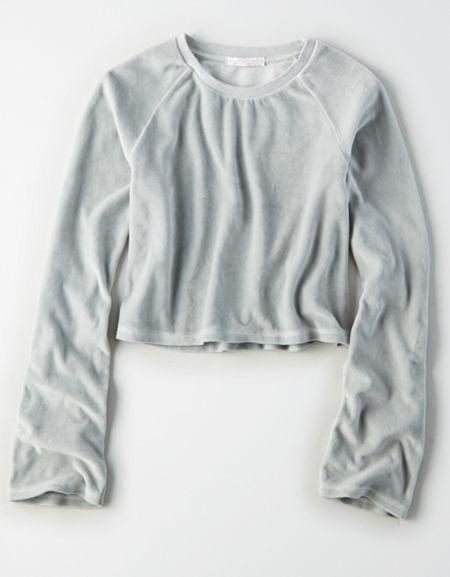 American Eagle Outfitters Don't Ask Why Velvet Bell Sleeve Top