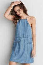 American Eagle Outfitters Ae Apron Neck Chambray Shift Dress