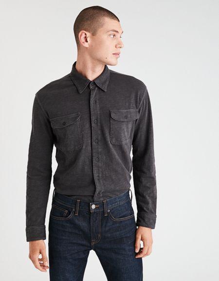 American Eagle Outfitters Ae Slub Jersey Button-down Shirt