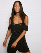 American Eagle Outfitters Don?t Ask Why Cold Shoulder Button Front Romper
