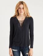 American Eagle Outfitters Ae Lace-on-lace Trim Top