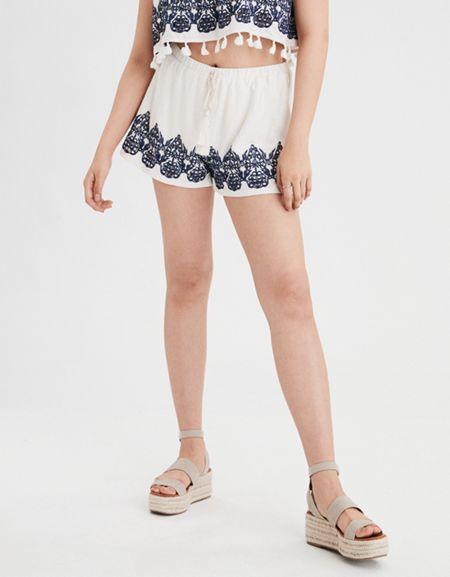 American Eagle Outfitters Ae Knit Embroidered Shorts