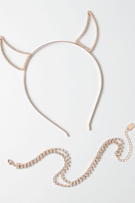 American Eagle Outfitters Ae Devil Ears & Stone Choker Set
