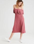 American Eagle Outfitters Ae Knit Off-the-shoulder Flounce Dress