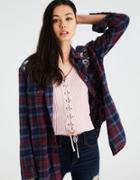 American Eagle Outfitters Ae Embroidered Shine Plaid Button-down Shirt