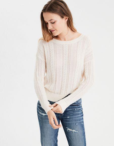 American Eagle Outfitters Ae Slouchy Cable Knit Sweater
