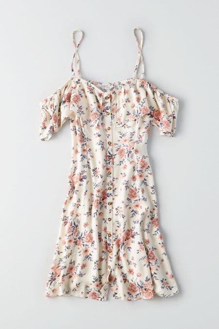 American Eagle Outfitters Ae Off-the-shoulder Ruffle Dress