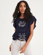American Eagle Outfitters Ae Embroidered Panel Shell Top