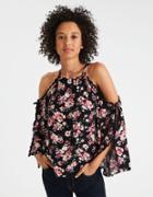 American Eagle Outfitters Ae Floral Cold Shoulder Pullover