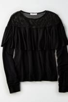 American Eagle Outfitters Don't Ask Why Mesh Ruffle Top
