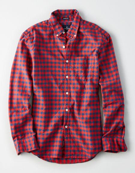 American Eagle Outfitters Ae Classic Plaid Oxford Prep Shirt