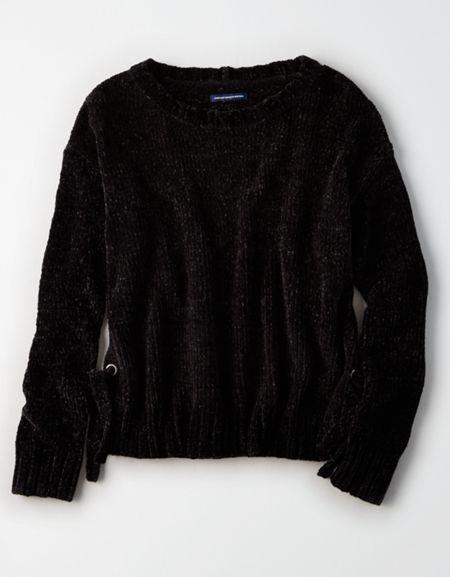 American Eagle Outfitters Ae Chenille Side-tie Sweater