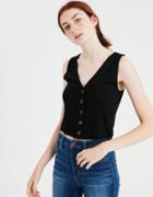 American Eagle Outfitters Ae Soft & Sexy Ribbed Henley Crop Top