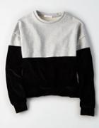 American Eagle Outfitters Don't Ask Why Half Body Velvet Sweatshirt