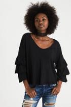 American Eagle Outfitters Ae Soft & Sexy Relaxed Tiered-sleeve Top