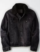 American Eagle Outfitters Ae Faux Sherpa Lined Black Denim Jacket