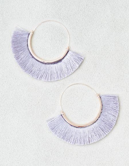American Eagle Outfitters Ae Silver Tassel Hoop Earrings