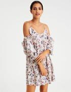 American Eagle Outfitters Ae Cold Shoulder Ruffle Sleeve Dress