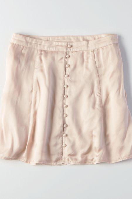 American Eagle Outfitters Ae Satin Button-front Skirt