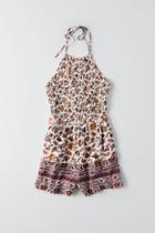 American Eagle Outfitters Ae Smocked Tie Neck Romper