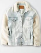 American Eagle Outfitters Ae Faux Sherpa Sleeve Denim Jacket