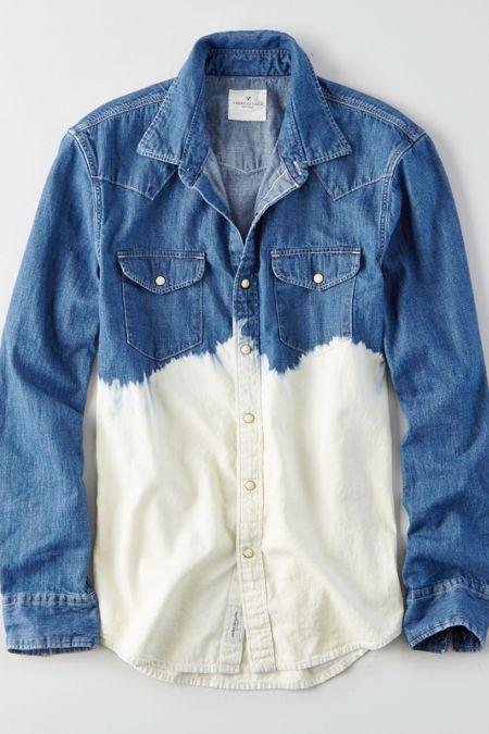 American Eagle Outfitters Ae Bleached Denim Shirt