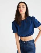 American Eagle Outfitters Ae Puff Sleeve Cropped Denim T-shirt