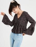 American Eagle Outfitters Ae Long Sleeve V-neck Blouse