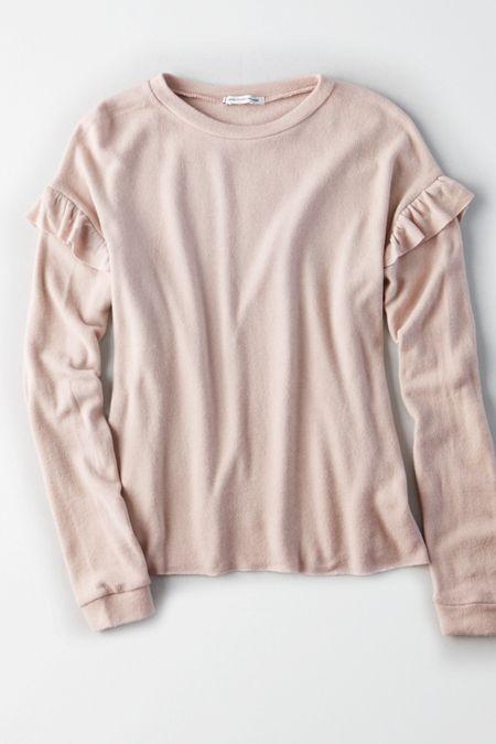 American Eagle Outfitters Ae Ruffle Shoulder Sweatshirt