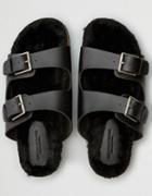 American Eagle Outfitters Ae Fur Double Buckle Sandal