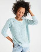 American Eagle Outfitters Ae Destroy Waffle Crew Sweater