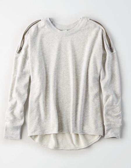 American Eagle Outfitters Ae Zipper-shoulder Sweatshirt