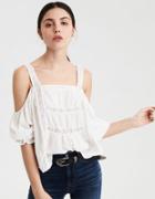 American Eagle Outfitters Ae Lace Trim Cold Shoulder Top