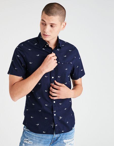 American Eagle Outfitters Ae Sunglass Printed Poplin Shirt