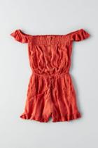 American Eagle Outfitters Ae Off-the-shoulder Eyelet Romper