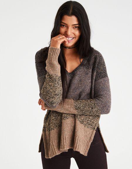 American Eagle Outfitters Ae Shine Marled Stripe Sweater