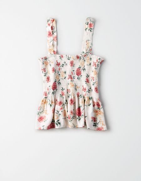 American Eagle Outfitters Ae Smocked Tie Strap Camisole