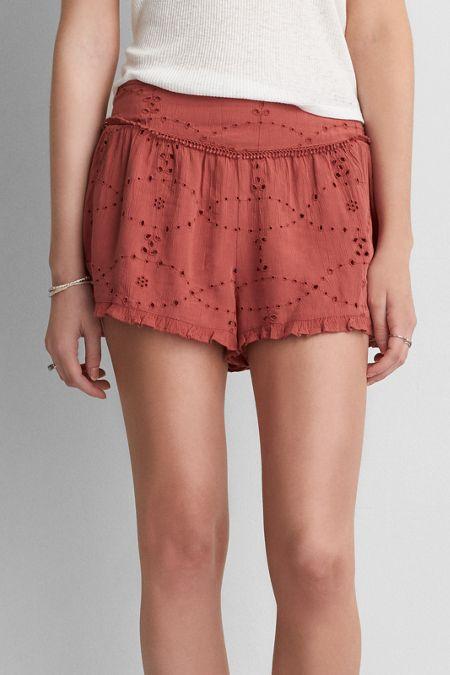 American Eagle Outfitters Ae Gauze Eyelet Soft Shorts