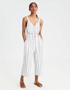 American Eagle Outfitters Ae Striped Button-front Culotte Jumpsuit