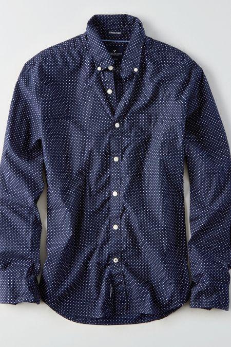 American Eagle Outfitters Ae Micro Dot Poplin Shirt