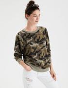 American Eagle Outfitters Ae Ahhmazingly Soft Camo Crew Neck Sweatshirt